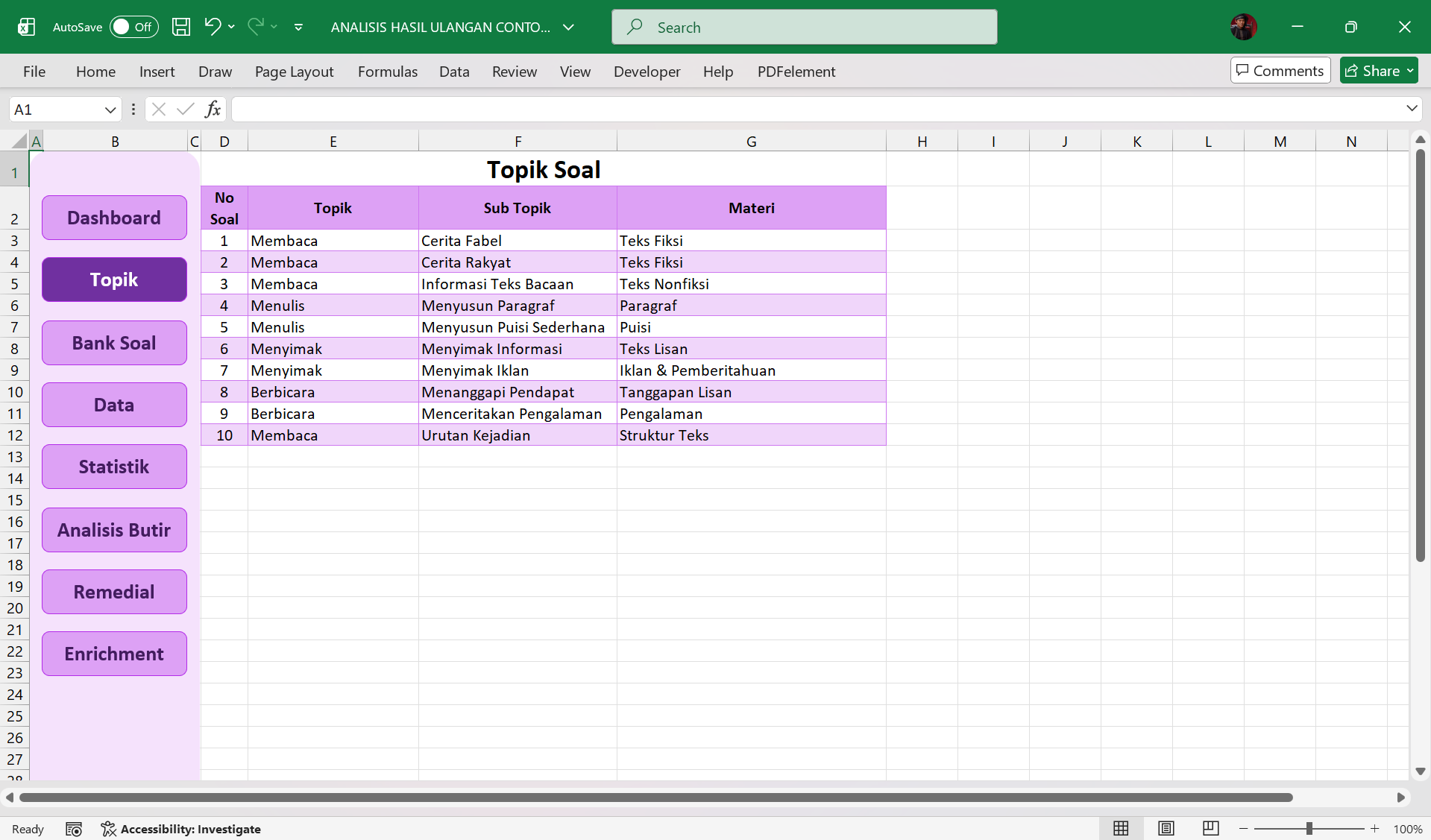 Screenshot topik soal Analisis Hasil Ulangan