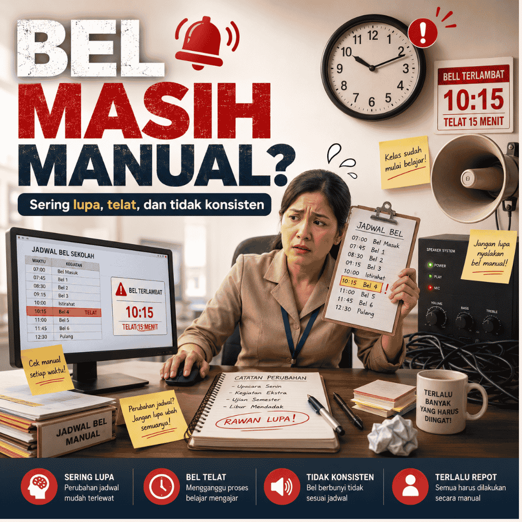 Cover fitur dashboard Aplikasi Bell Sekolah untuk jadwal otomatis